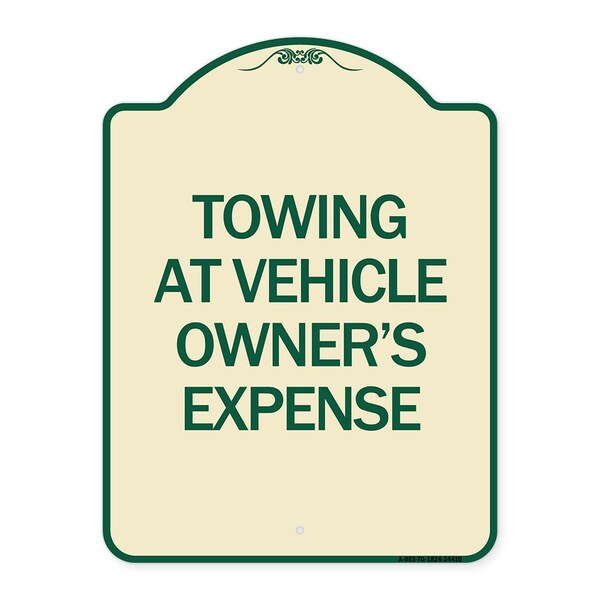 Signmission Towing Vehicle Owners Expense Heavy-Gauge Aluminum Architectural Sign, 18" L, 24" H, TG-1824-24410 A-DES-TG-1824-24410 - main